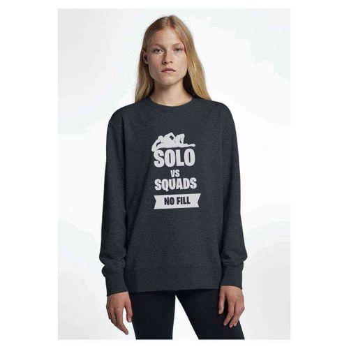 FORTNITE Solo Vs Squads No Fill Baskılı Füme Antrasit Kadın Sweatshirt