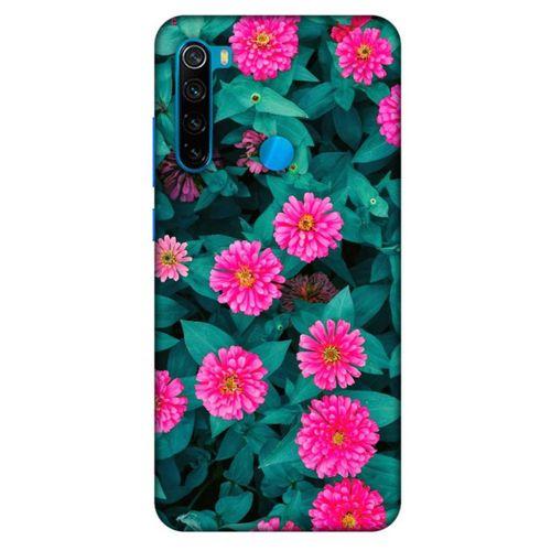 Lopard Xiaomi Redmi Note 8 Uyumlu Kılıf Bahar (39) Liquid Crystal Kılıf Fuşya Çiçekler