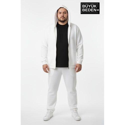 Erkek Büyük Beden Fermuarlı Kapüşonlu Sweatshirt Hırka - Rahat Kalıp SPR26BHR960