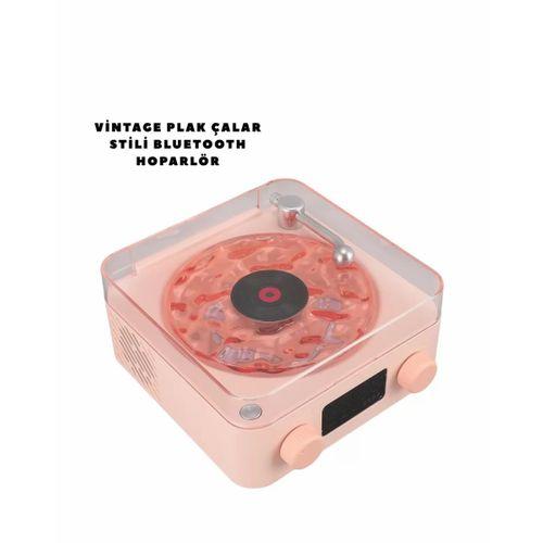 Retro Bluetooth Hoparlör Pembe
