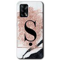 Potkal Hediye Fabrikası Oppo A74 Kılıf HD Desen Baskılı Arka Kapak - Pembe Mermer Desenli Ş Harfi