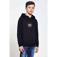 Wolf Logo Baskılı Unisex Çocuk Kapüşonlu Siyah Sweatshirt