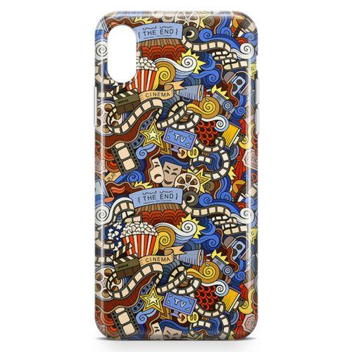 Apple iPhone XS Kılıf Doodle Sinemasever Arka Kapak Koruma Desenli Full Koruyucu