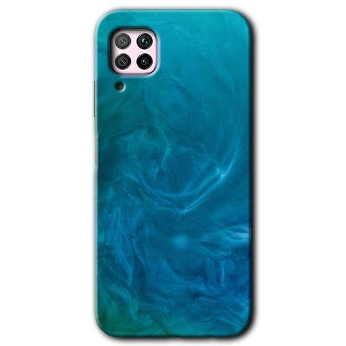 MRCİLETİSİM Huawei P40 Lite Kılıf Kapak - Mavi Aura +Hayalet Ekran Yandan Gözükmez