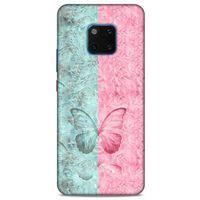Huawei Mate 20 Pro Kılıf Kelebek Etkisi (30) Silicone Case Turkuaz Pembe