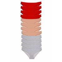 12 adet Eko Set Likralı Kadın Slip Külot Kırmızı Ten Gri