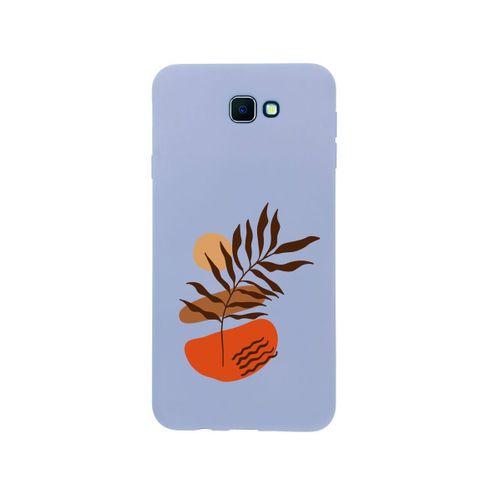 Samsung J7 Prime Floral Art Premium Silikonlu Lila Telefon Kılıfı