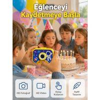 Çocuk Dijital Kamera Ön Arka Kamera Destekli Hd Fotoğraf Video Çekimi Mini Tripodlu