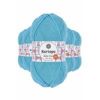 5 Adet Baby One Tüylenmeyen El Örgü İpi Yünü Turkuaz K576