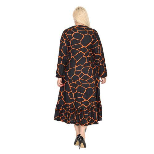 Melsay Butik Kışlık Robalı Yumoş Uzun Kollu Siyah Taş Desenli Elbise