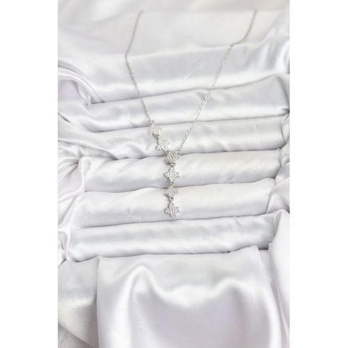 316L Çelik Zincir Gümüş Renk Yonca Model Kadın Kolye