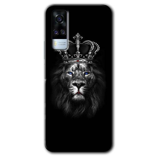 MRCİLETİSİM Vivo Y51 Kılıf HD Desen Baskılı Arka Kapak + Temperli Cam - King Lion