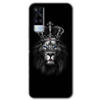 MRCİLETİSİM Vivo Y51 Kılıf HD Desen Baskılı Arka Kapak + Temperli Cam - King Lion