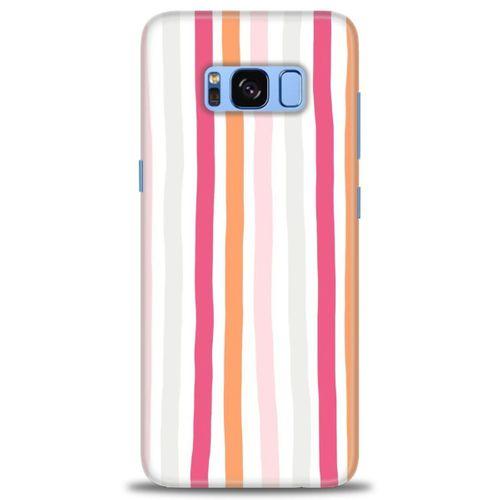 Samsung Galaxy S8 Kılıf HD Baskılı Kılıf - Pembe Çubuklar + Tam Ekran Koruyucu