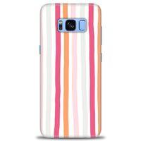 Samsung Galaxy S8 Kılıf HD Baskılı Kılıf - Pembe Çubuklar + Tam Ekran Koruyucu