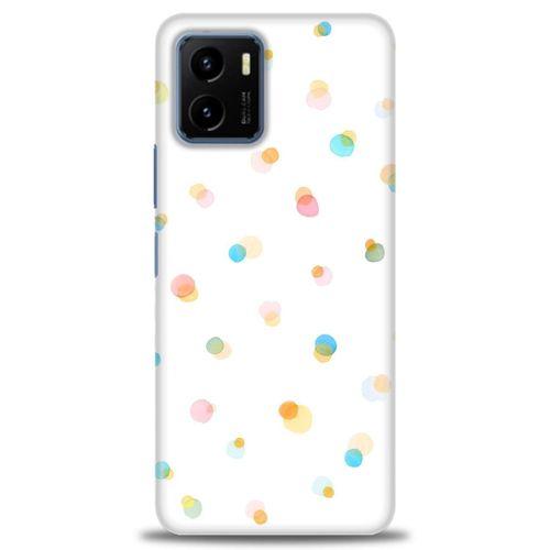 Vivo Y21 Kılıf HD Baskılı Kılıf - Rengarenk Puantiye + Tam Ekran Koruyucu