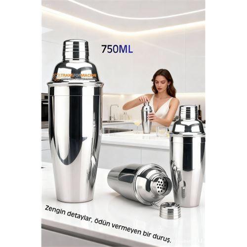 750 ml Inox Shaker - Kokteyl Karıştırma Kabı Süzgeçli Bar Shaker Paslanmaz Çelik