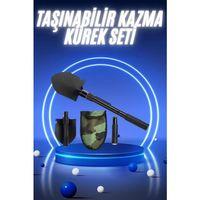 Pusulalı Katlanabilir Kazma Kürek Kamp Seti Kamp Küreği Portatif Çantalı