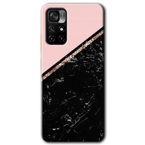 Xiaomi Redmi Note 11T Kılıf HD Desen Baskılı Arka Kapak + Temperli Cam - Yarım Mermer