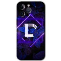 Potkal Hediye Fabrikası iPhone 14 Pro Kılıf HD Desen Baskılı Arka Kapak - Dark Neon Yaprak D Harfi
