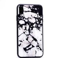 Apple iPhone XS Max 6.5 Kılıf Zore Mermer Desenli Ebruli Cam Kapak
