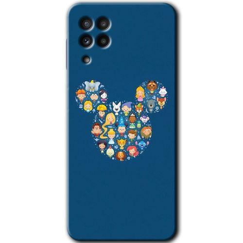 Samsung Galaxy M22 Kılıf Baskılı Kapak - Mickey + 5D Tam Kaplayan Cam