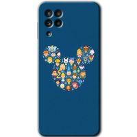 Samsung Galaxy M22 Kılıf Baskılı Kapak - Mickey + 5D Tam Kaplayan Cam