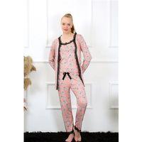Kadın 3'lü Somon Sabahlık Pijama Takım