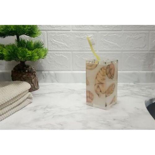 2 Adet Diş Fırçalık İstiridye Akrilik  6X6X12Cm Banyo Seti
