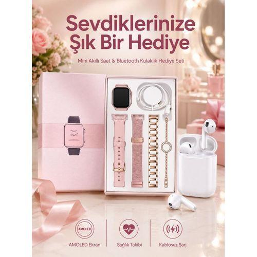 3 Kordonlu Dokunmatik Ekran Akıllı Saat Ve 2 nesil Kablosuz Bluetooth Kulaklık Anc enc