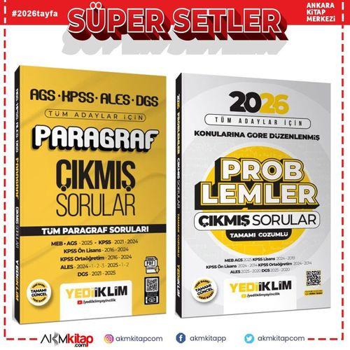 Yediiklim 2026 AGS KPSS ALES DGS Tüm Adaylar İçin Paragraf ve Problemler Çıkmış Sorular Seti 2 Kitap