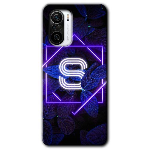 Xiaomi Redmi K40 Pro Kılıf HD Desen Baskılı Arka Kapak + Temperli Cam - Dark Neon Yaprak S Harfi