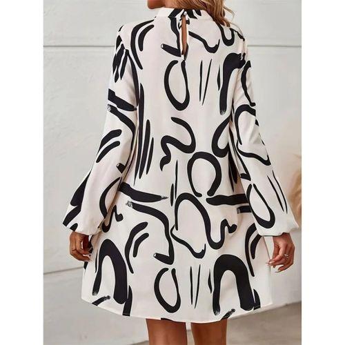 Kadın Uzun Kollu Balıkçı Yaka Desenli şardonlu Dalgıç Elbise