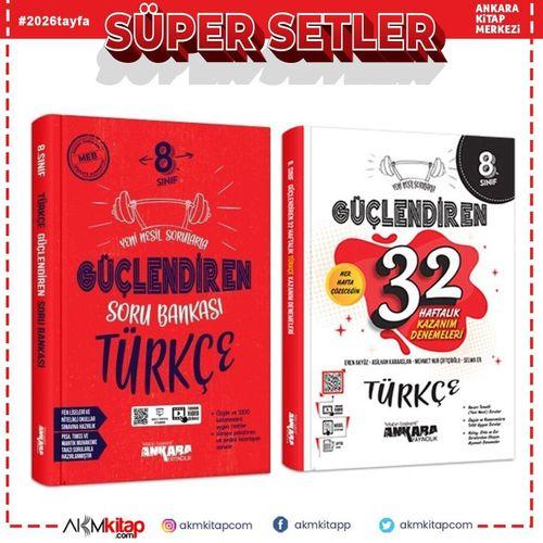 Ankara Yayıncılık 8.Sınıf Türkçe Güçlendiren Soru Bankası ve 32 Haftalık Deneme Seti 2 Kitap