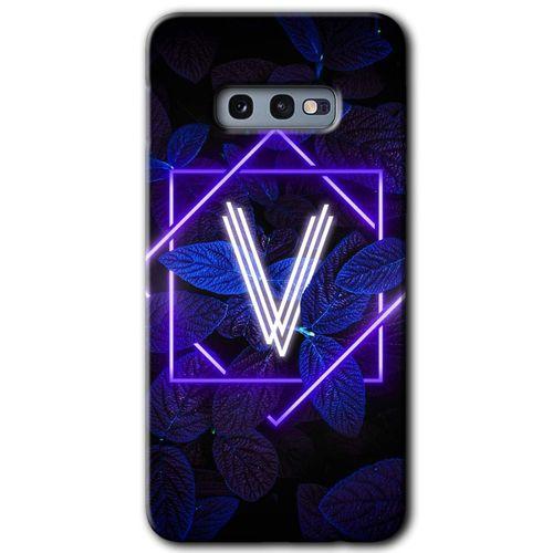 MRCİLETİSİM Samsung Galaxy S10e Kılıf Baskılı Kapak - Dark Neon Yaprak V Harfi + 5D Tam Kaplayan Cam
