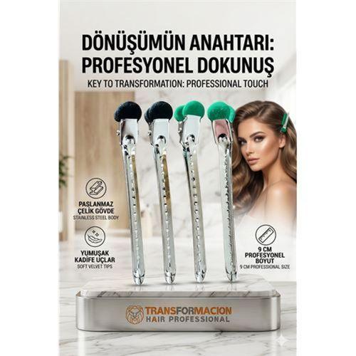 Kadife Uçlu, Paslanmaz Çelik Profesyonel Saç Ayırma Pens Toka 723022