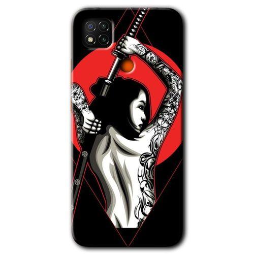 Redmi 9c Kılıf HD Desen Baskılı Arka Kapak - Samurai Girl + Kırılmaz Cam