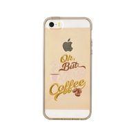 iPhone 5 Coffee Desenli Premium Şeffaf Silikon Kılıf