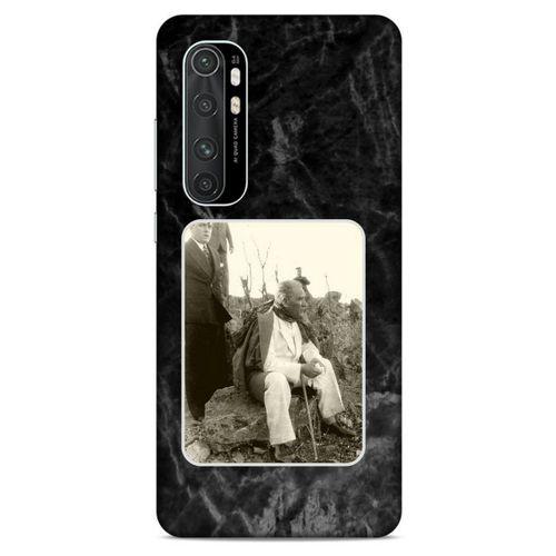 Xiaomi Mi Note 10 Lite Kılıf Atatürk (29) Arka Koruma Kılıfı Siyah Mermer