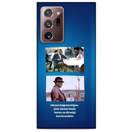 Samsung Galaxy Note 20 Ultra Kılıf Atatürk (6) Silikon Kılıf Koyu Mavi