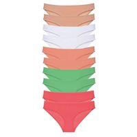 10 Adet Süper Eko Set Likralı Kadın Slip Külot Ten Beyaz Pudra Yeşil Fuşya