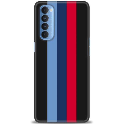 Oppo Reno 4 Pro Kılıf HD Baskılı Kılıf - Bordo Çubuk + Tam Ekran Koruyucu