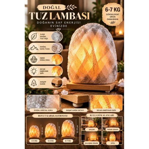 Çankırı 6-7 Kg Gri Doğal Kaya Tuzu Lambası Ahşap Kaideli Dekoratif Lamba
