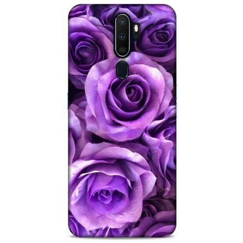 Oppo A5 2020 Uyumlu Kılıf Mor Delisi (40) Fit Silikon Kılıf Büyük Güller
