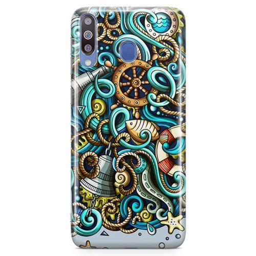 Samsung Galaxy M30 Kılıf Deniz Malzemeleri Doodle Arka Kapak Koruma Desenli Full Koruyucu