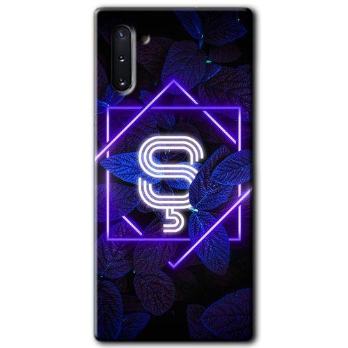 Samsung Galaxy Note 10 Kılıf HD Desen Baskılı Arka Kapak - Dark Neon Yaprak Ş Harfi