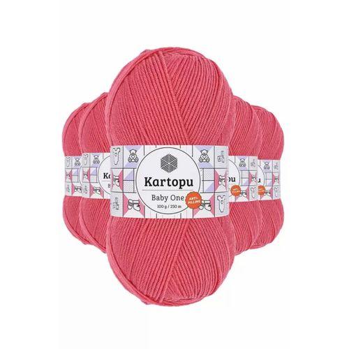 5 Adet Baby One Tüylenmeyen El Örgü İpi Yünü Pembe K254
