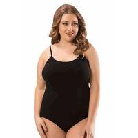 Battal Beden İp Askılı Kadın Çıtçıtlı Body Siyah