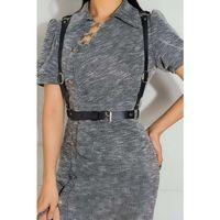 Seksi Deri Arkası Üçgen Detaylı Giysi Üzeri Bel Kemeri Harness - Brf1181