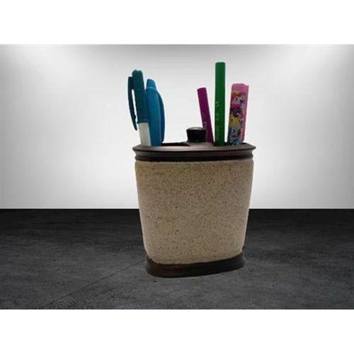 2 Adet Kalemlik Bronz Kumlu Poliresin Ofis Gereci  10X12X5Cm